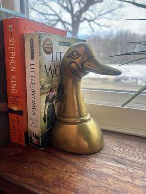 Vintage Cast Brass Duck Mallard Head Bookend Mid-Century Modern Statue